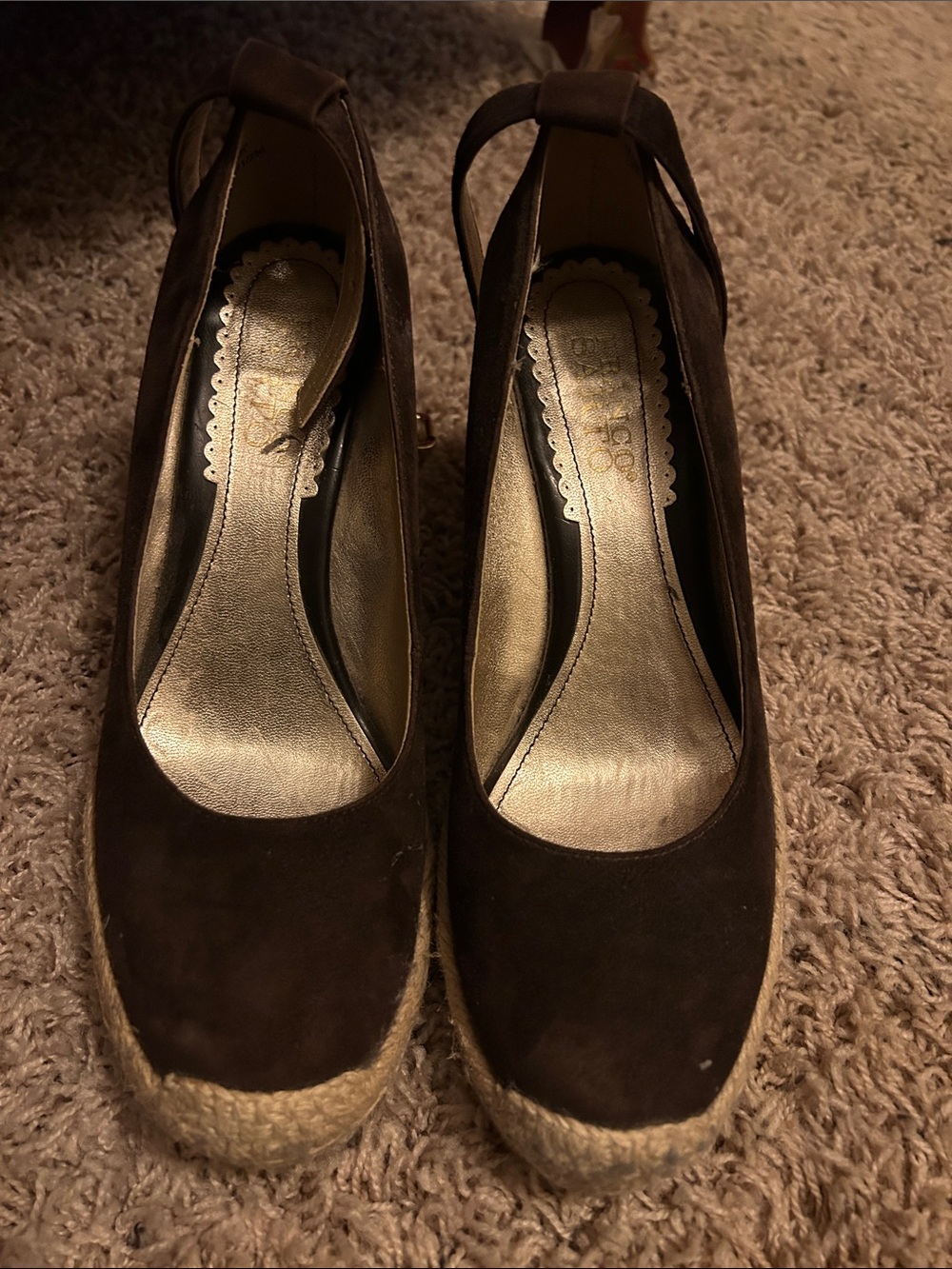 Franco Sarto Brown Espadrille Wedge Pumps